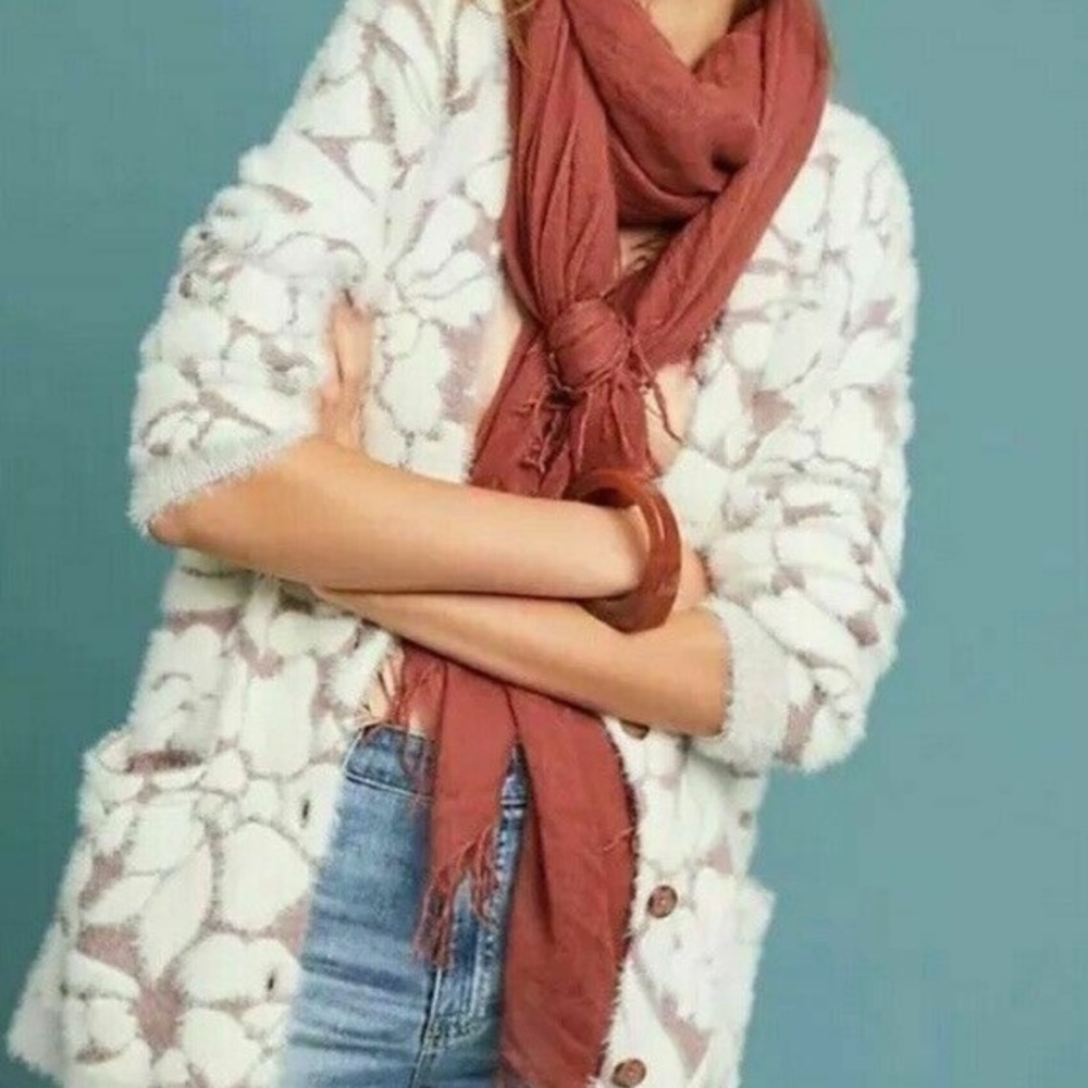 Anthropologie Meadow Rue Floral Eyelash Sweater